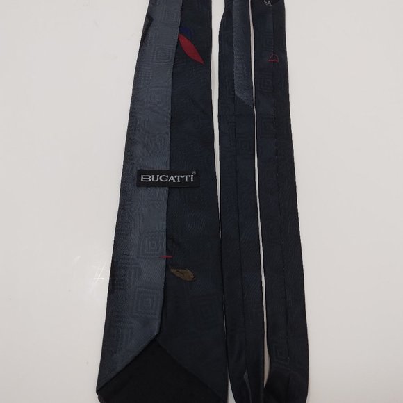 Bugatti Men's Necktie | Lot of 3‎ | Black - Blue - Burgundy | 100% Italian Silk - Picture 6 of 10
